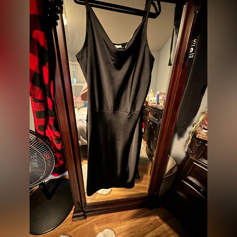 3x cowl neck spaghetti strap bias cut dress
